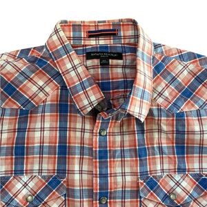 Banana Republic Multicolor Plaid Western Snap Shirt XL